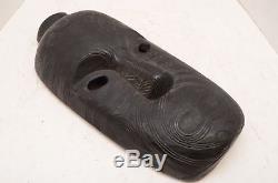Maori Hand Carved Wooden Warrior tattoo Face Mask Tribal Mask New Zealand 17.5