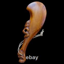 Maori Hand carved wood Sculpture, Wahaika (War Club), Authentic New Zealand Craft