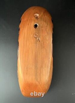 Maori New Zealand Koruru Hand Carved Wood Mask Wall Sculpture Shell Eyes Signed