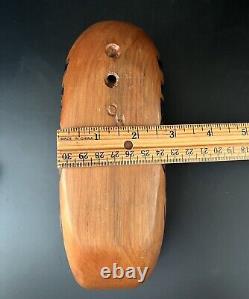 Maori New Zealand Koruru Hand Carved Wood Mask Wall Sculpture Shell Eyes Signed
