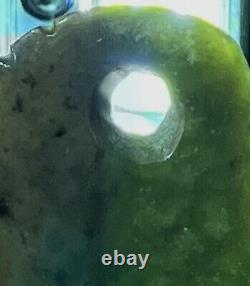 Maori New Zealand Nephrite Jade Pounamu Zoomorphi MANAIA Pendant ca. 20th c
