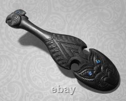 Maori Patu Hand-Carved Traditional Club of New Zealand Tribal Hawaiian Jewel