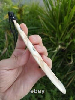 Maori Pendant Huge Pikorua Double Twist Hand Carved Bone New Zealand