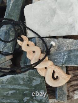 Maori Pendant Huge Pikorua Hei Hand Carved Bone New Zealand