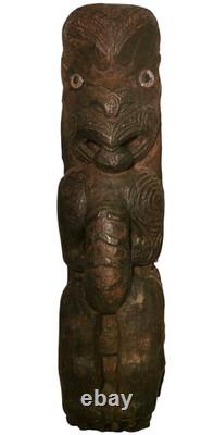 Maori People New Zealand Mid-20th C Vint Stained Ceramic Tribal Fertility Figure