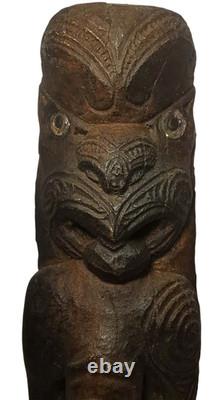 Maori People New Zealand Mid-20th C Vint Stained Ceramic Tribal Fertility Figure