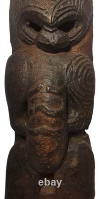 Maori People New Zealand Mid-20th C Vint Stained Ceramic Tribal Fertility Figure