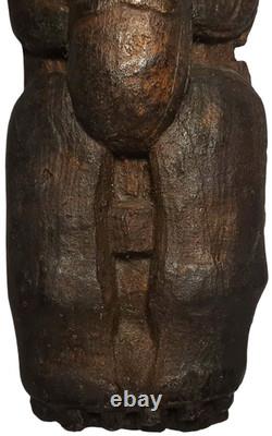 Maori People New Zealand Mid-20th C Vint Stained Ceramic Tribal Fertility Figure