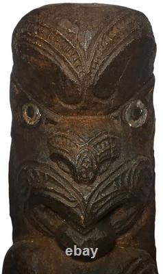 Maori People New Zealand Mid-20th C Vint Stained Ceramic Tribal Fertility Figure