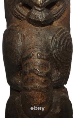Maori People New Zealand Mid-20th C Vint Stained Ceramic Tribal Fertility Figure