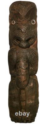 Maori People New Zealand Mid-20th C Vint Stained Ceramic Tribal Fertility Figure