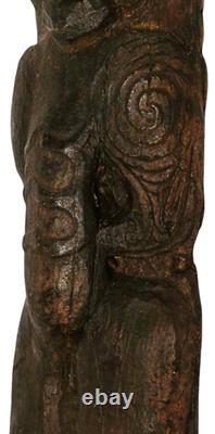 Maori People New Zealand Mid-20th C Vint Stained Ceramic Tribal Fertility Figure