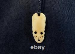 Maori Style Carved Pendant, Handmade Rustic Necklace, Shell Inlay, New Zealand