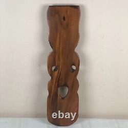 Maori TIiki Wall Art Abalone Shell Eyes New Zealand 22 Inches Hand Carved
