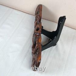 Maori TIiki Wall Art Abalone Shell Eyes New Zealand 22 Inches Hand Carved