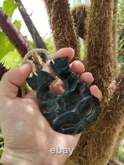 Maori Tiki Pendant Huge Jade Nephrite Green Stone Necklace New Zealand