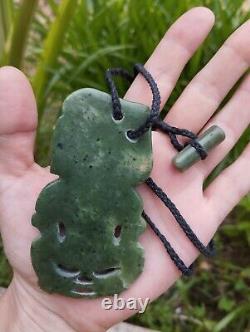 Maori Tiki Pendant Jade Nephrite Green Stone Necklace New Zealand Pounamu