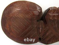 Maori Wahaika War Club Carved Wood Paua Shell Eyes New Zealand 34 cm