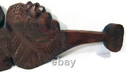 Maori Wahaika War Club Carved Wood Paua Shell Eyes New Zealand 34 cm