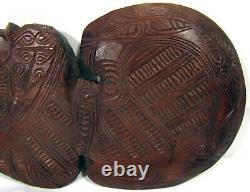 Maori Wahaika War Club Carved Wood Paua Shell Eyes New Zealand 34 cm