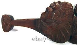 Maori Wahaika War Club Carved Wood Paua Shell Eyes New Zealand 34 cm