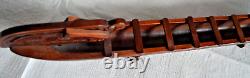 Maori War Canoe Waka Taua with Paua Shell Inserts Hand Carved New Zealand Boat