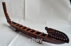 Maori War Canoe Waka Taua with Paua Shell Inserts Hand Carved New Zealand Boat
