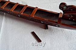 Maori War Canoe Waka Taua with Paua Shell Inserts Hand Carved New Zealand Boat