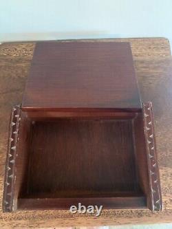 Maori Wood Tiki Box Paua Shell Eyes Carved In New Zealand Signed Terewa Kerekera