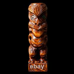 Maori Wooden Carving, New Zealand Large Carved Tekoteko Sculpture