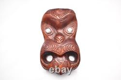 Maori mask wood carve vtg tattoo island polynesian rongomoai atq New Zealand 9