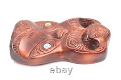 Maori mask wood carve vtg tattoo island polynesian rongomoai atq New Zealand 9