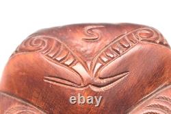 Maori mask wood carve vtg tattoo island polynesian rongomoai atq New Zealand 9