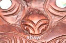 Maori mask wood carve vtg tattoo island polynesian rongomoai atq New Zealand 9