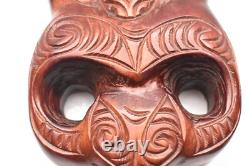 Maori mask wood carve vtg tattoo island polynesian rongomoai atq New Zealand 9
