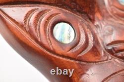 Maori mask wood carve vtg tattoo island polynesian rongomoai atq New Zealand 9