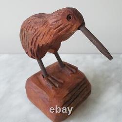 Mark Dimock Wood Kiwi Bird New Zealand Totara Vintage Wood Sculpture Figurine