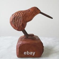 Mark Dimock Wood Kiwi Bird New Zealand Totara Vintage Wood Sculpture Figurine