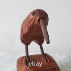 Mark Dimock Wood Kiwi Bird New Zealand Totara Vintage Wood Sculpture Figurine