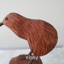 Mark Dimock Wood Kiwi Bird New Zealand Totara Vintage Wood Sculpture Figurine