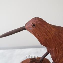 Mark Dimock Wood Kiwi Bird New Zealand Totara Vintage Wood Sculpture Figurine