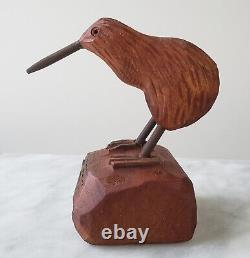 Mark Dimock Wood Kiwi Bird New Zealand Totara Vintage Wood Sculpture Figurine