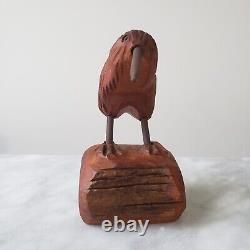 Mark Dimock Wood Kiwi Bird New Zealand Totara Vintage Wood Sculpture Figurine