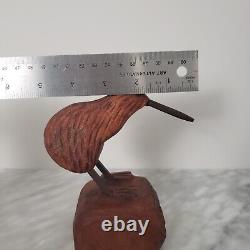 Mark Dimock Wood Kiwi Bird New Zealand Totara Vintage Wood Sculpture Figurine