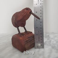 Mark Dimock Wood Kiwi Bird New Zealand Totara Vintage Wood Sculpture Figurine