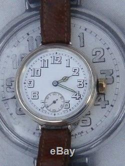 Military Trench watch WW1 era inscribed to a New Zealand Solider VGC silver 15 j