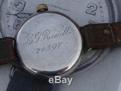 Military Trench watch WW1 era inscribed to a New Zealand Solider VGC silver 15 j