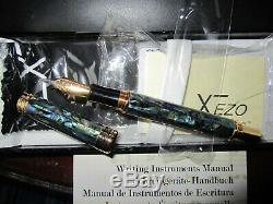 NEW UNUSED Xezo Natural New Zealand Paua SeaShell M 18K Gold Plated Fountain Pen