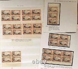 NEW ZEALAND 1942 3/- MT EGMONT SG 590c COLLECTION OF VARIETIES AND PLATE BLOCKS