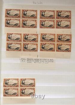 NEW ZEALAND 1942 3/- MT EGMONT SG 590c COLLECTION OF VARIETIES AND PLATE BLOCKS